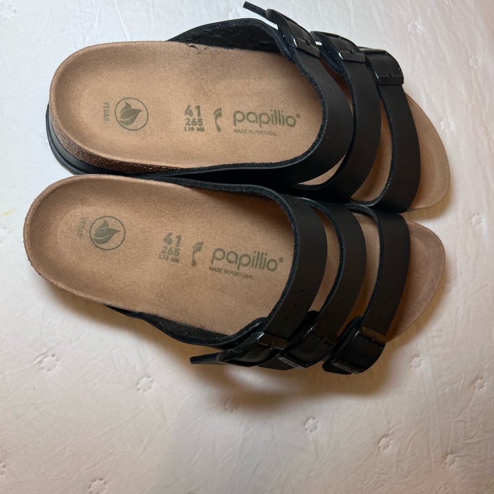 Papillio Triple Strap Black Platforms - Picture 2 of 8